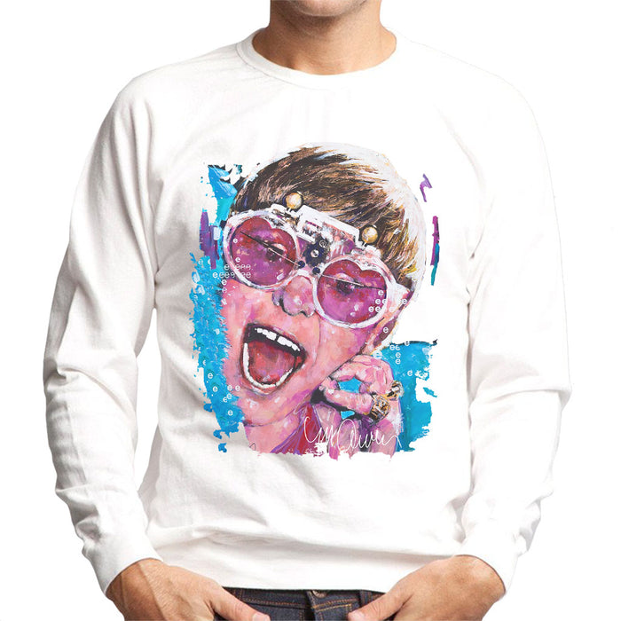 Sidney Maurer Original Portrait Of Elton John Pink Glasses Men's Sweatshirt