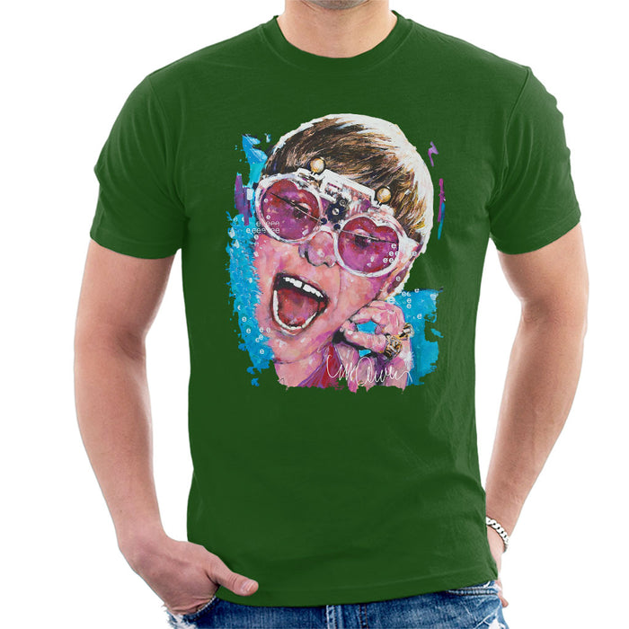 Sidney Maurer Original Portrait Of Elton John Pink Glasses Men's T-Shirt