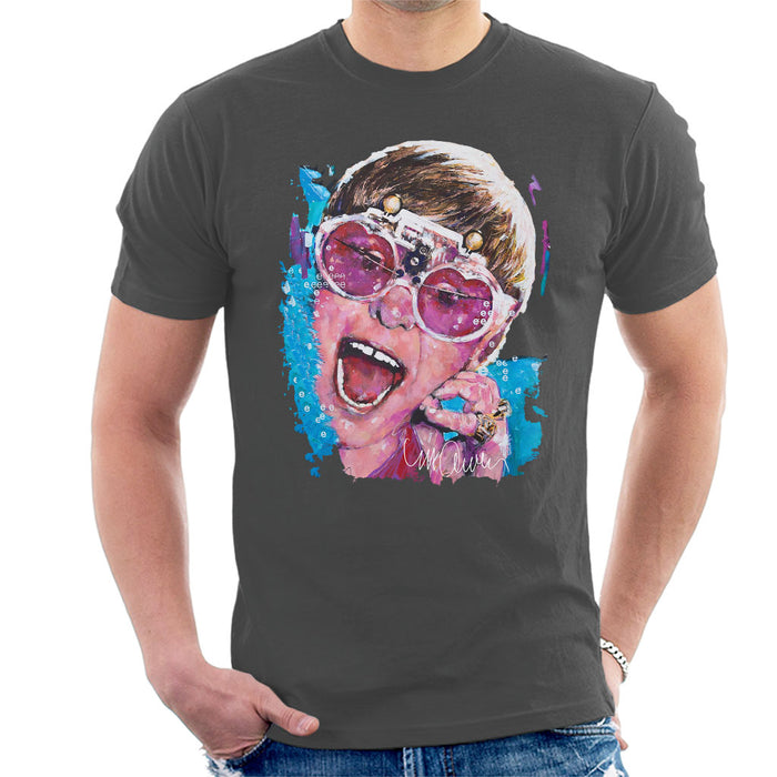 Sidney Maurer Original Portrait Of Elton John Pink Glasses Men's T-Shirt