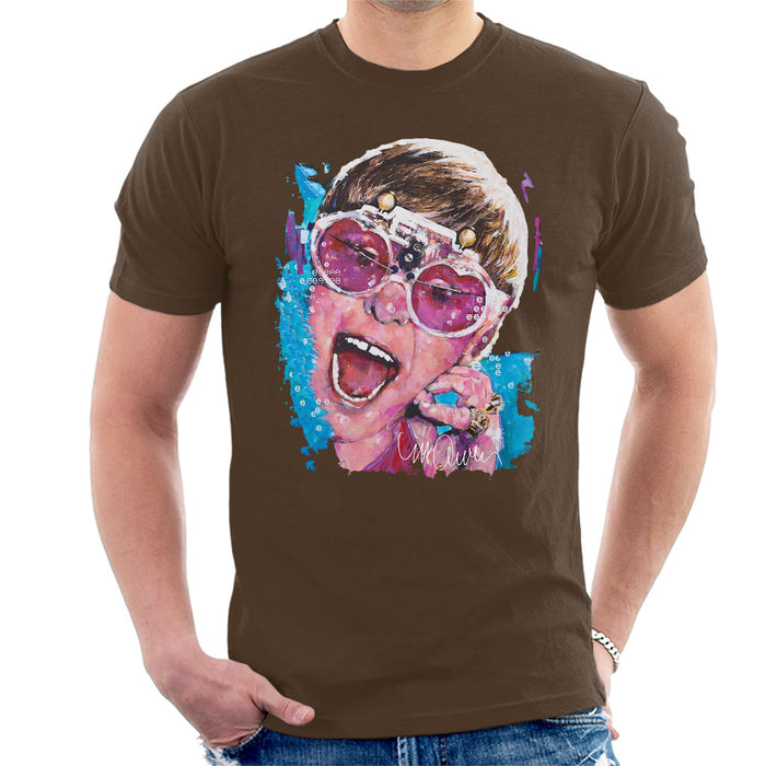 Sidney Maurer Original Portrait Of Elton John Pink Glasses Men's T-Shirt