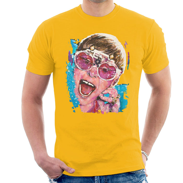 Sidney Maurer Original Portrait Of Elton John Pink Glasses Men's T-Shirt