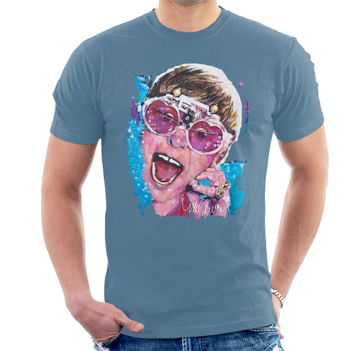 Sidney Maurer Original Portrait Of Elton John Pink Glasses Men's T-Shirt