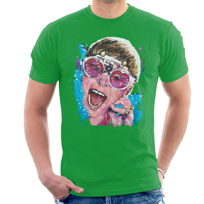Sidney Maurer Original Portrait Of Elton John Pink Glasses Men's T-Shirt
