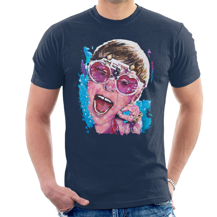 Sidney Maurer Original Portrait Of Elton John Pink Glasses Men's T-Shirt