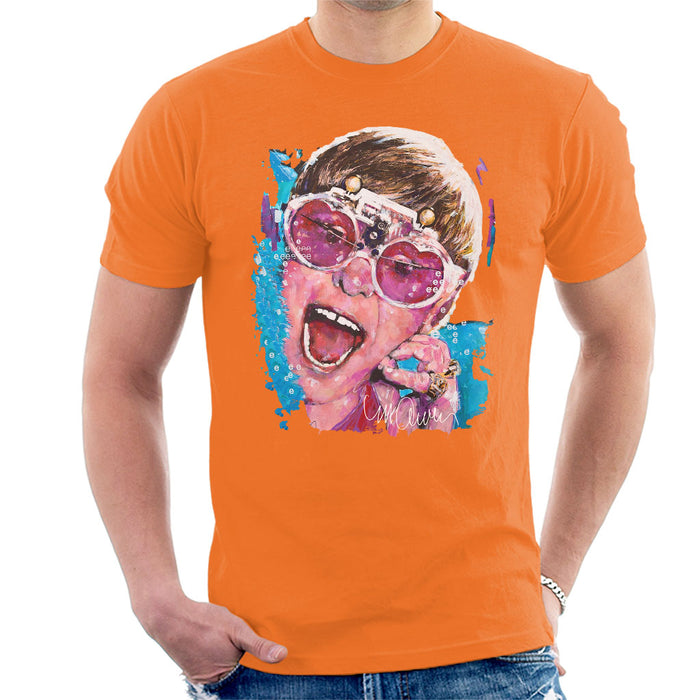 Sidney Maurer Original Portrait Of Elton John Pink Glasses Men's T-Shirt