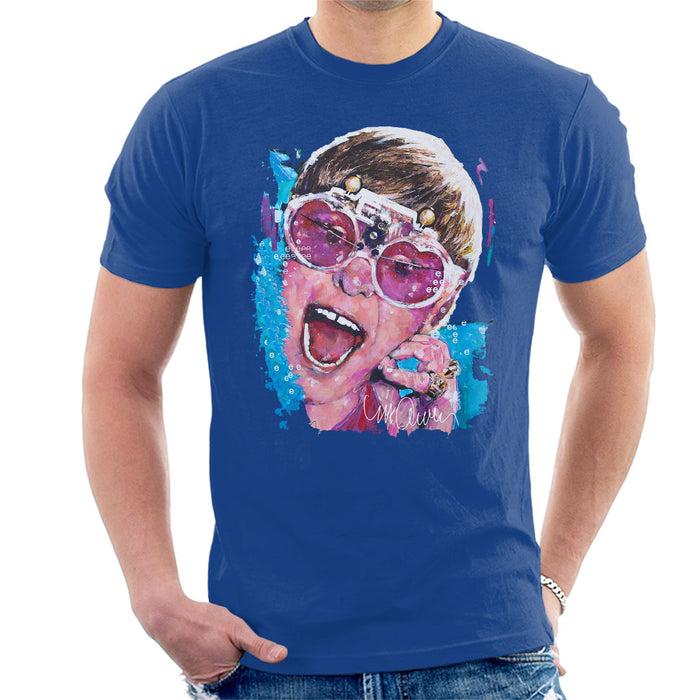 Sidney Maurer Original Portrait Of Elton John Pink Glasses Men's T-Shirt