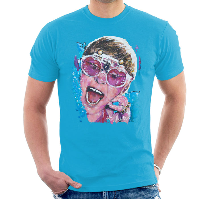 Sidney Maurer Original Portrait Of Elton John Pink Glasses Men's T-Shirt