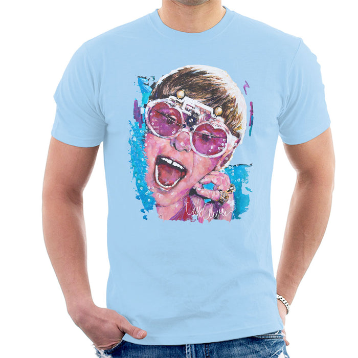 Sidney Maurer Original Portrait Of Elton John Pink Glasses Men's T-Shirt