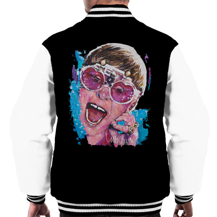 Sidney Maurer Original Portrait Of Elton John Pink Glasses Men's Varsity Jacket