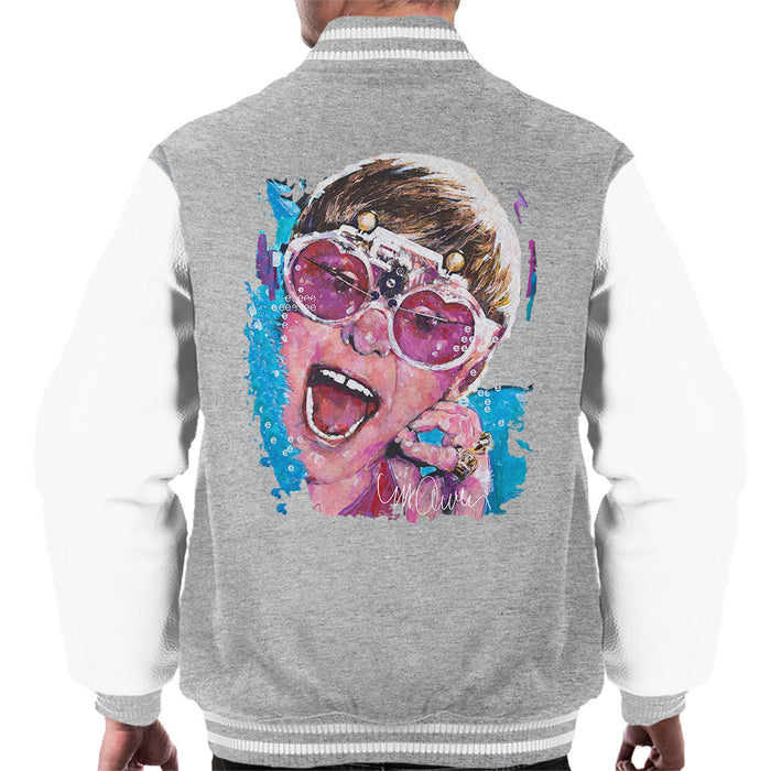 Sidney Maurer Original Portrait Of Elton John Pink Glasses Men's Varsity Jacket