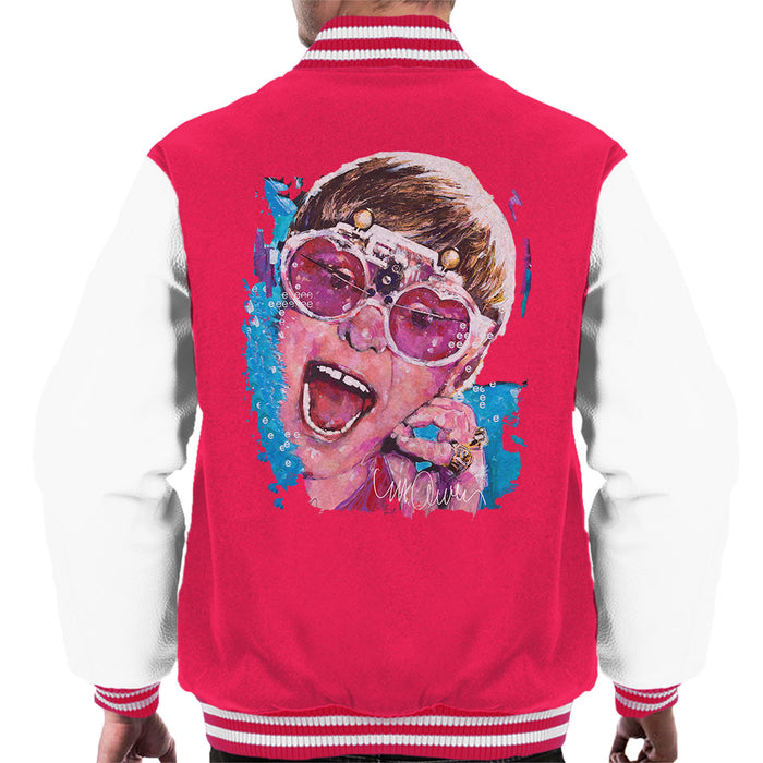Sidney Maurer Original Portrait Of Elton John Pink Glasses Men's Varsity Jacket