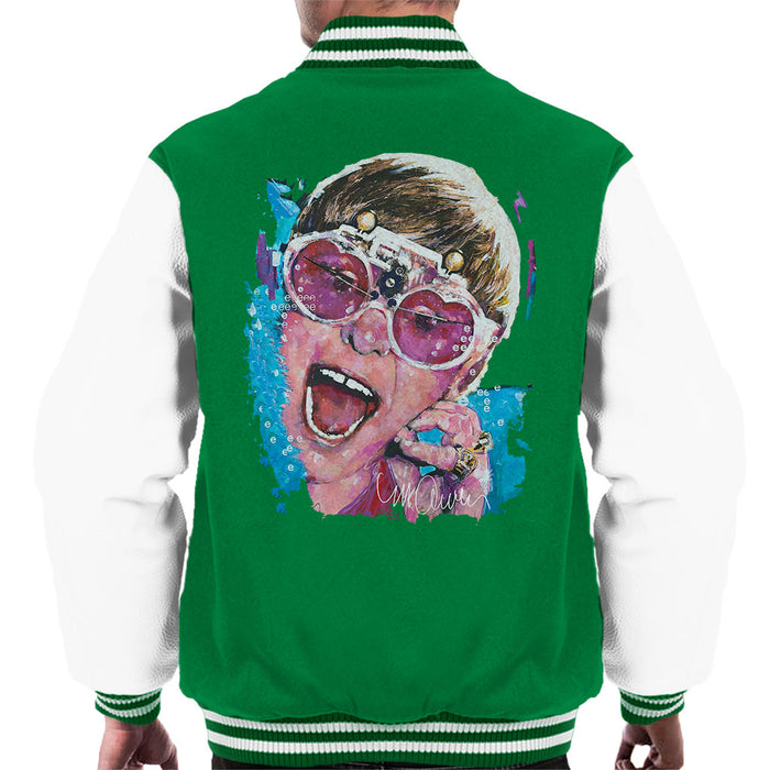 Sidney Maurer Original Portrait Of Elton John Pink Glasses Men's Varsity Jacket