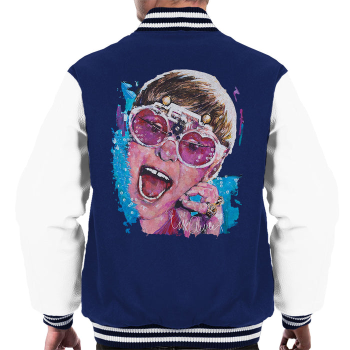 Sidney Maurer Original Portrait Of Elton John Pink Glasses Men's Varsity Jacket
