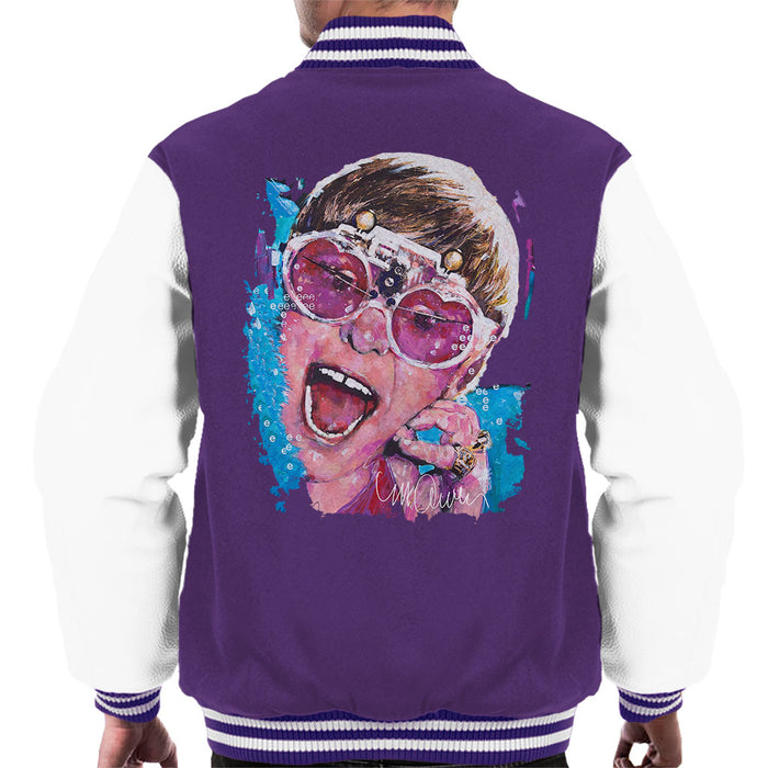 Sidney Maurer Original Portrait Of Elton John Pink Glasses Men's Varsity Jacket