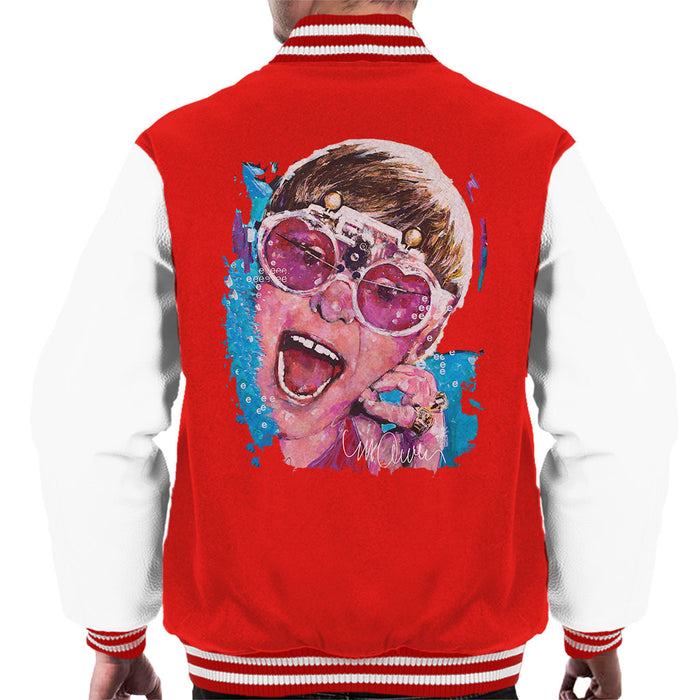 Sidney Maurer Original Portrait Of Elton John Pink Glasses Men's Varsity Jacket
