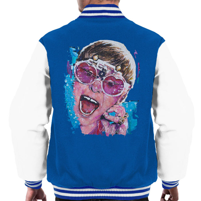 Sidney Maurer Original Portrait Of Elton John Pink Glasses Men's Varsity Jacket