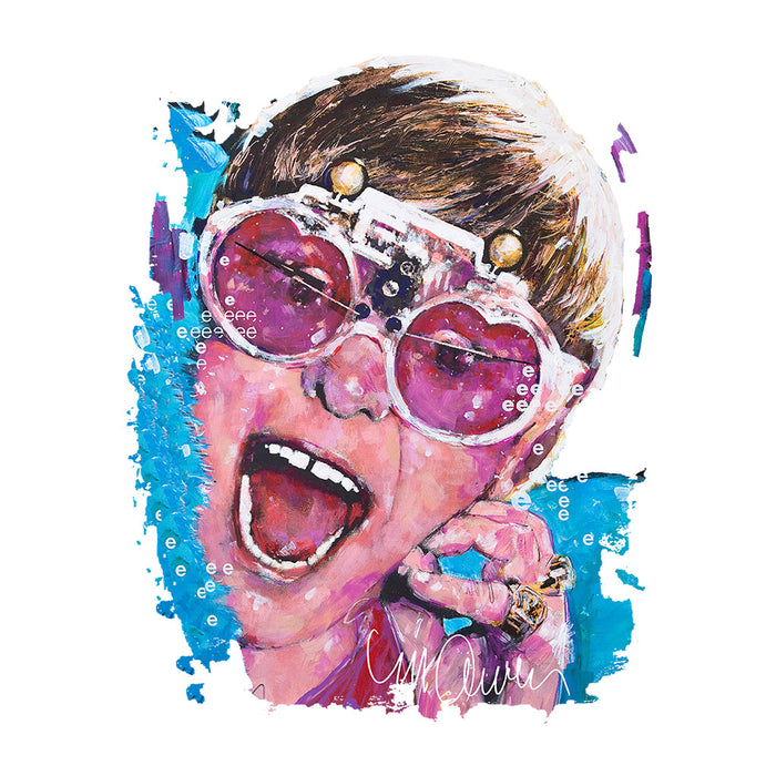 Sidney Maurer Original Portrait Of Elton John Pink Glasses Kid's Sweatshirt