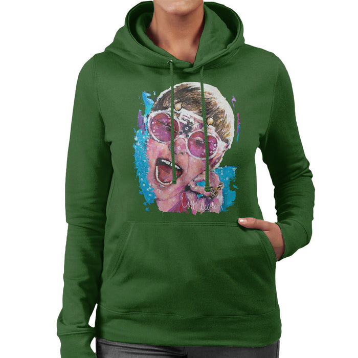 Sidney Maurer Original Portrait Of Elton John Pink Glasses Women's Hooded Sweatshirt