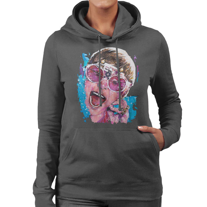 Sidney Maurer Original Portrait Of Elton John Pink Glasses Women's Hooded Sweatshirt