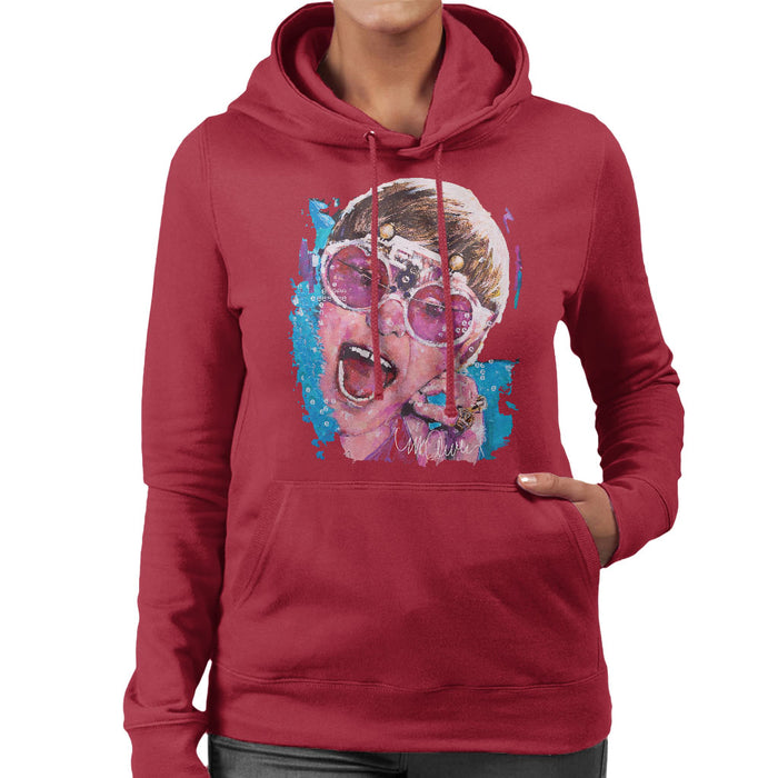Sidney Maurer Original Portrait Of Elton John Pink Glasses Women's Hooded Sweatshirt