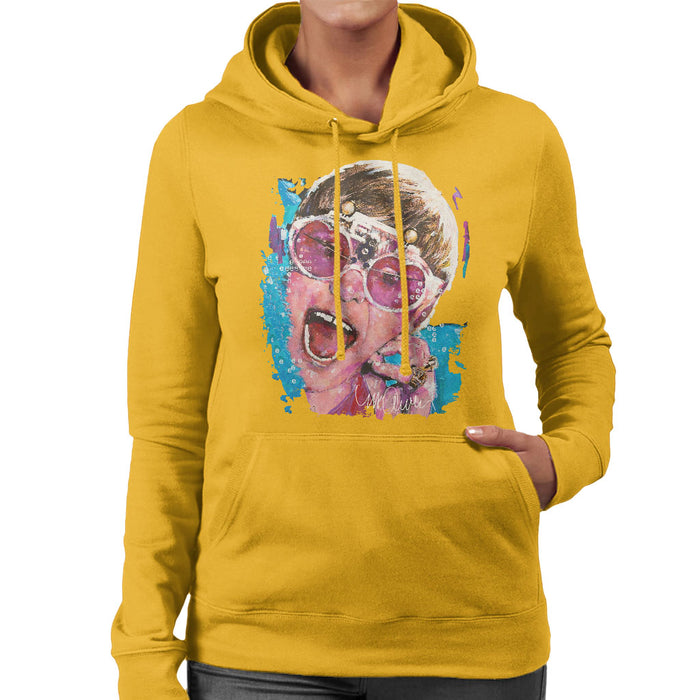 Sidney Maurer Original Portrait Of Elton John Pink Glasses Women's Hooded Sweatshirt