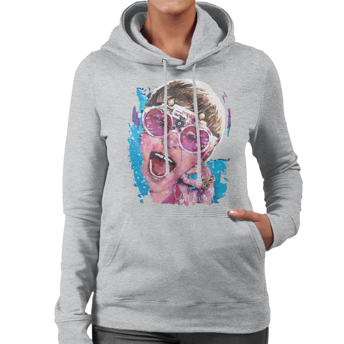 Sidney Maurer Original Portrait Of Elton John Pink Glasses Women's Hooded Sweatshirt