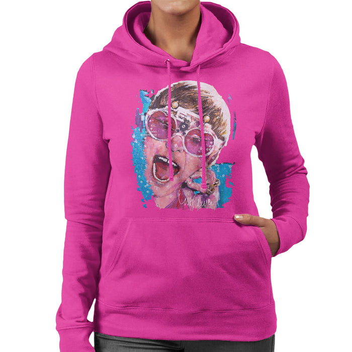 Sidney Maurer Original Portrait Of Elton John Pink Glasses Women's Hooded Sweatshirt