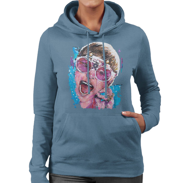 Sidney Maurer Original Portrait Of Elton John Pink Glasses Women's Hooded Sweatshirt