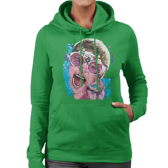 Sidney Maurer Original Portrait Of Elton John Pink Glasses Women's Hooded Sweatshirt