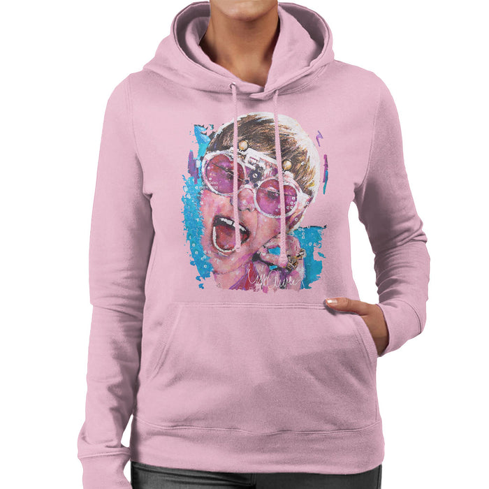 Sidney Maurer Original Portrait Of Elton John Pink Glasses Women's Hooded Sweatshirt