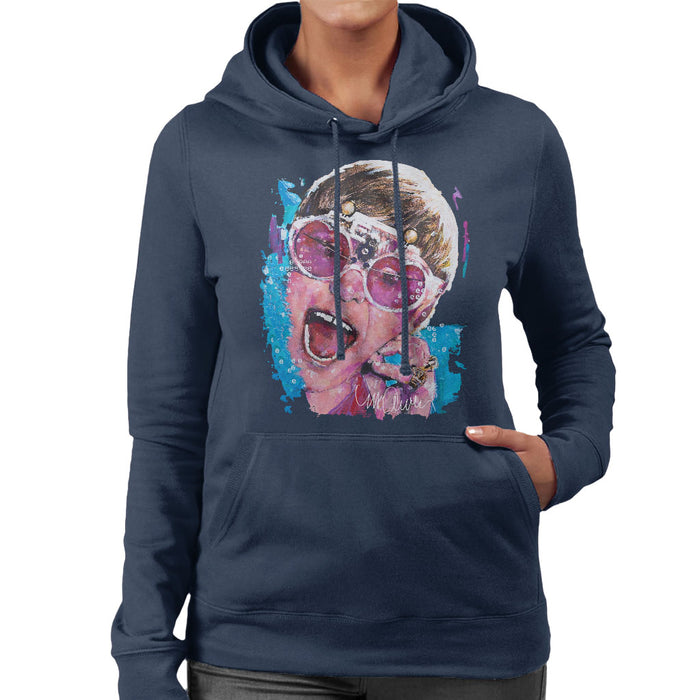Sidney Maurer Original Portrait Of Elton John Pink Glasses Women's Hooded Sweatshirt