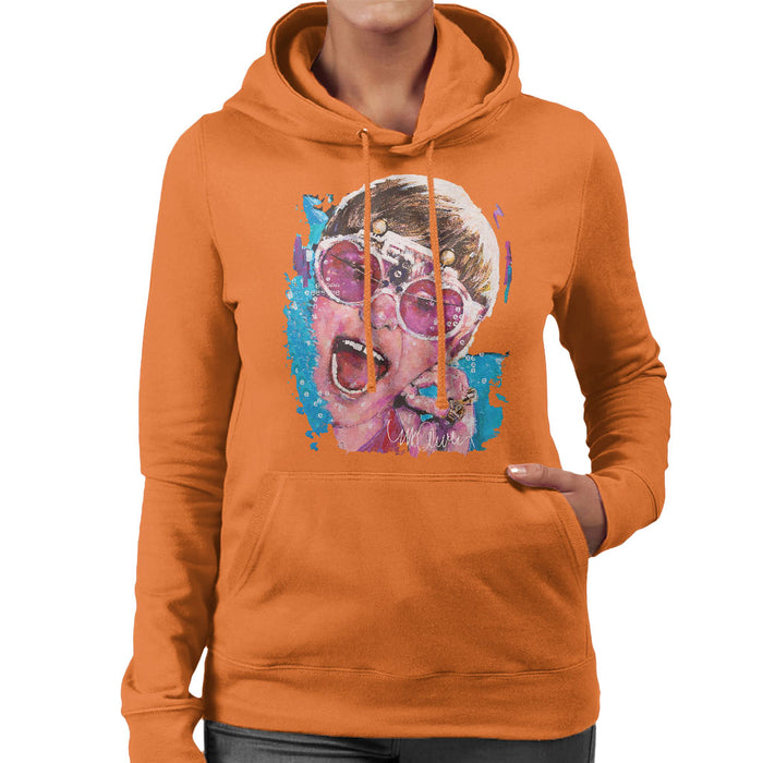 Sidney Maurer Original Portrait Of Elton John Pink Glasses Women's Hooded Sweatshirt