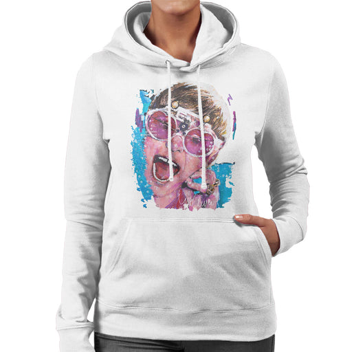 Sidney Maurer Original Portrait Of Elton John Pink Glasses Women's Hooded Sweatshirt