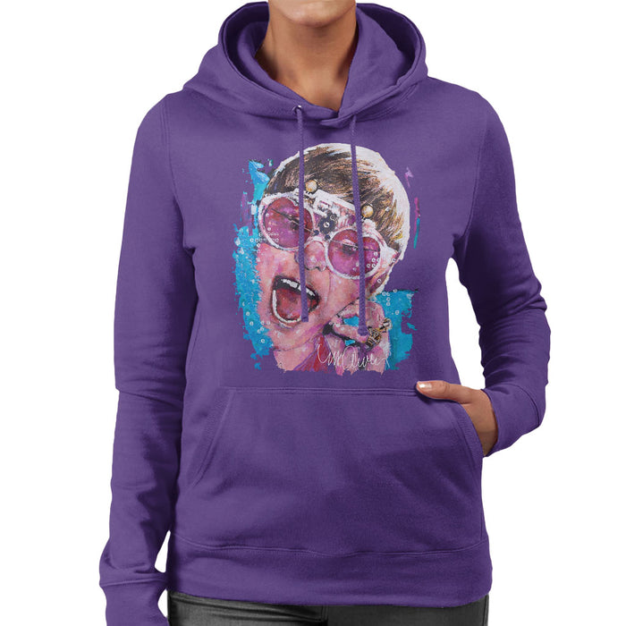 Sidney Maurer Original Portrait Of Elton John Pink Glasses Women's Hooded Sweatshirt