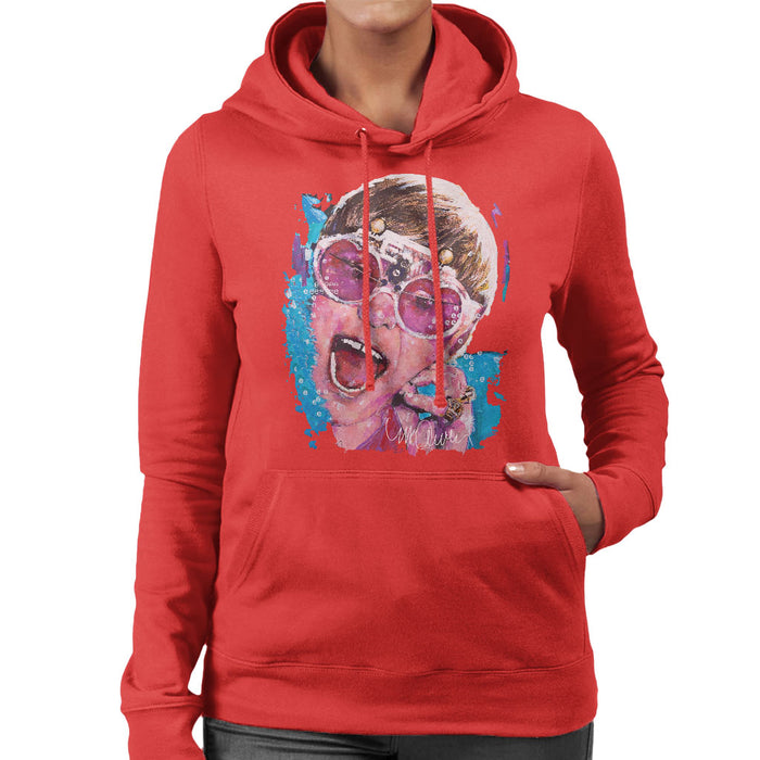 Sidney Maurer Original Portrait Of Elton John Pink Glasses Women's Hooded Sweatshirt