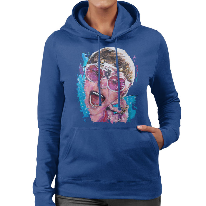 Sidney Maurer Original Portrait Of Elton John Pink Glasses Women's Hooded Sweatshirt