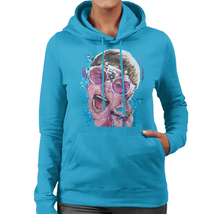 Sidney Maurer Original Portrait Of Elton John Pink Glasses Women's Hooded Sweatshirt