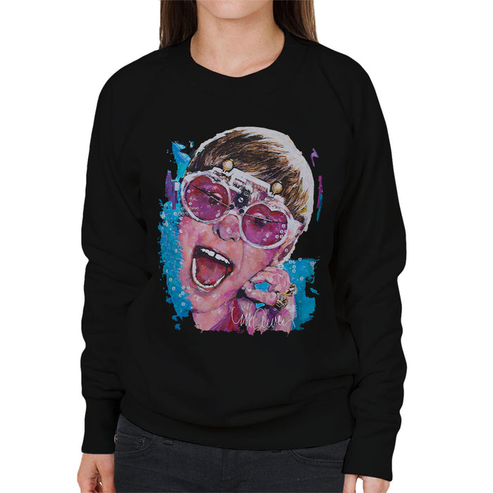 Sidney Maurer Original Portrait Of Elton John Pink Glasses Women's Sweatshirt