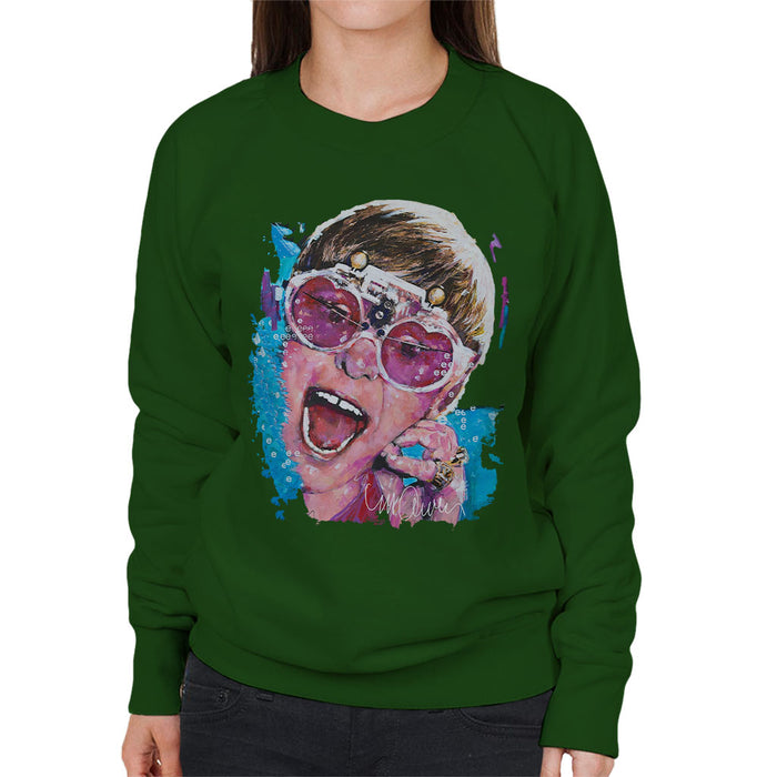 Sidney Maurer Original Portrait Of Elton John Pink Glasses Women's Sweatshirt