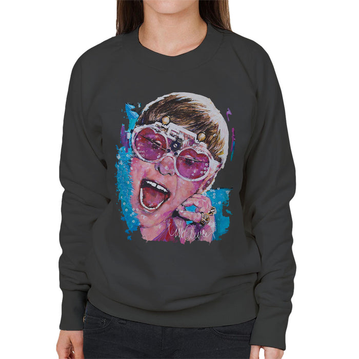 Sidney Maurer Original Portrait Of Elton John Pink Glasses Women's Sweatshirt