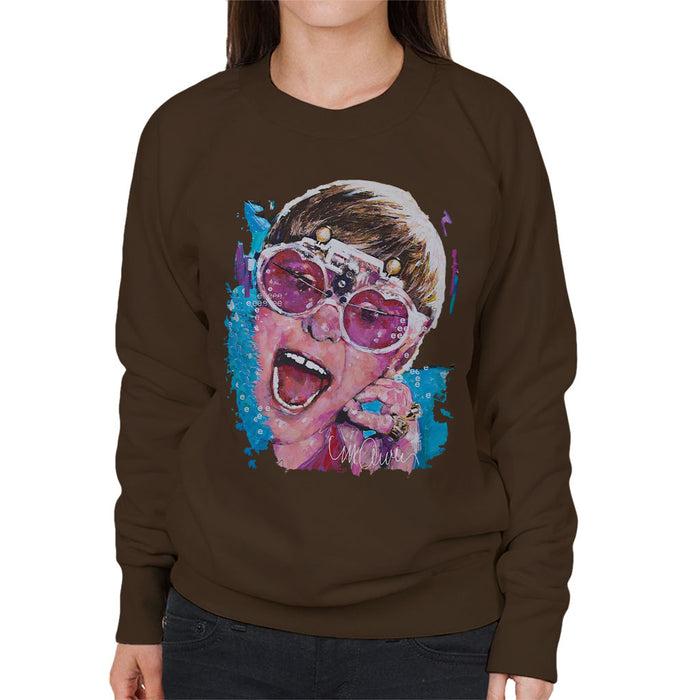 Sidney Maurer Original Portrait Of Elton John Pink Glasses Women's Sweatshirt