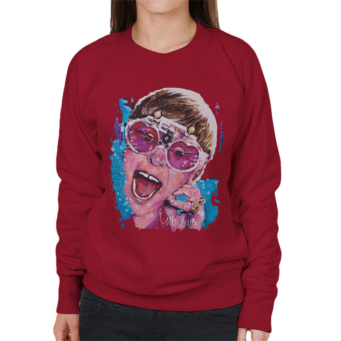 Sidney Maurer Original Portrait Of Elton John Pink Glasses Women's Sweatshirt