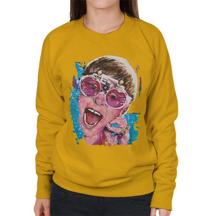 Sidney Maurer Original Portrait Of Elton John Pink Glasses Women's Sweatshirt