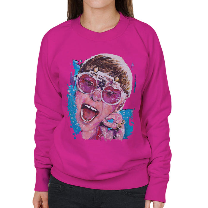 Sidney Maurer Original Portrait Of Elton John Pink Glasses Women's Sweatshirt