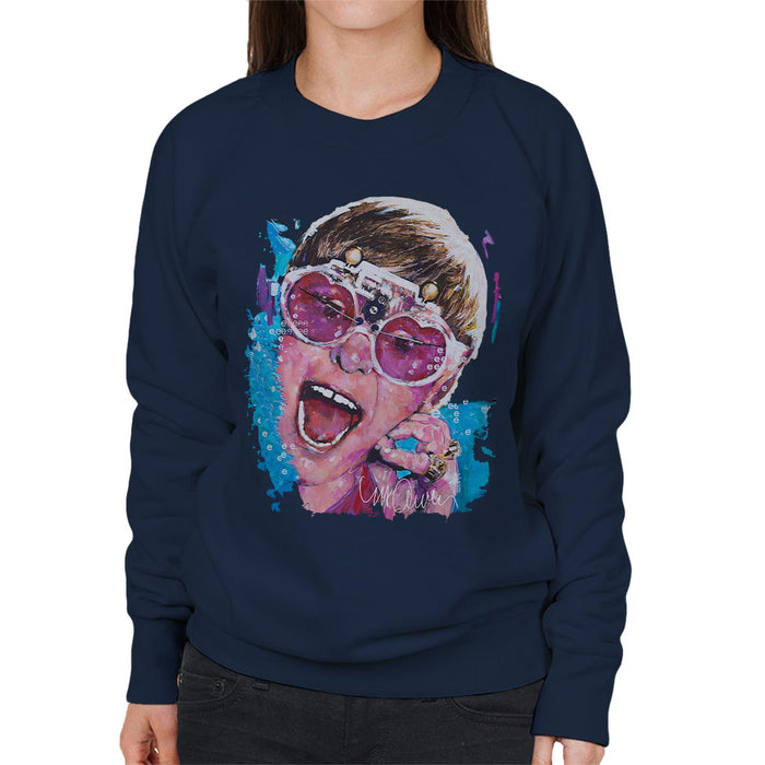 Sidney Maurer Original Portrait Of Elton John Pink Glasses Women's Sweatshirt