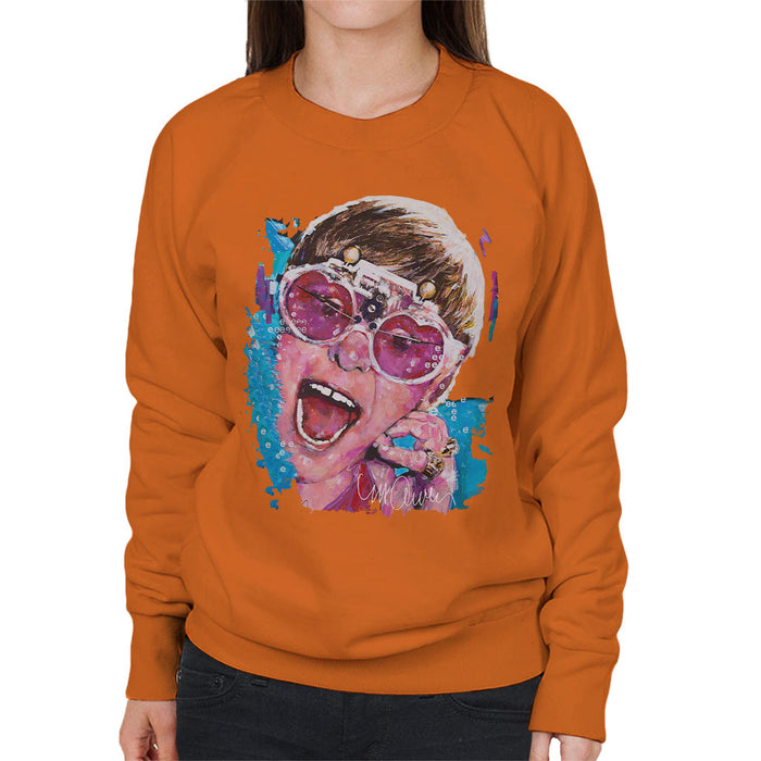 Sidney Maurer Original Portrait Of Elton John Pink Glasses Women's Sweatshirt