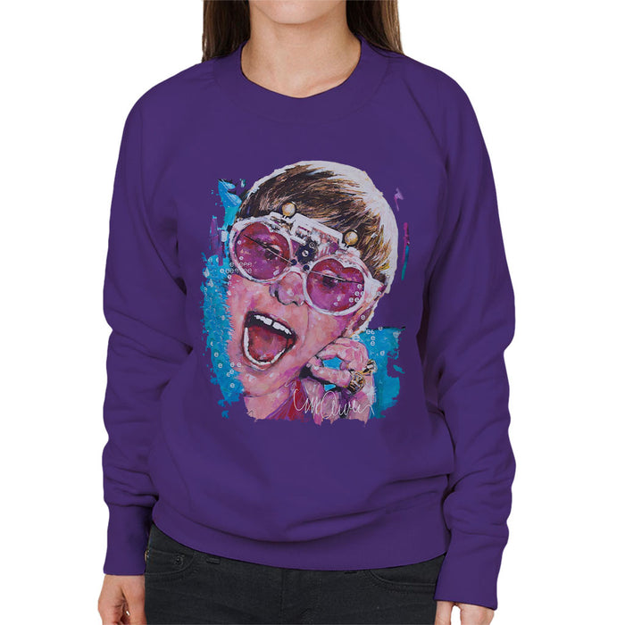 Sidney Maurer Original Portrait Of Elton John Pink Glasses Women's Sweatshirt