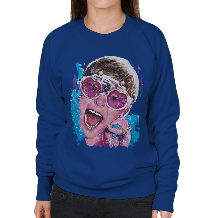 Sidney Maurer Original Portrait Of Elton John Pink Glasses Women's Sweatshirt