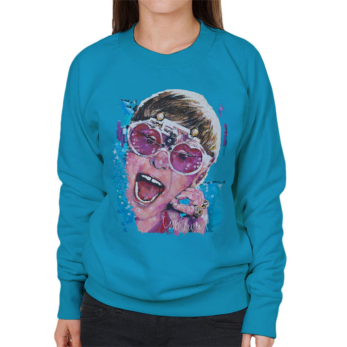 Sidney Maurer Original Portrait Of Elton John Pink Glasses Women's Sweatshirt