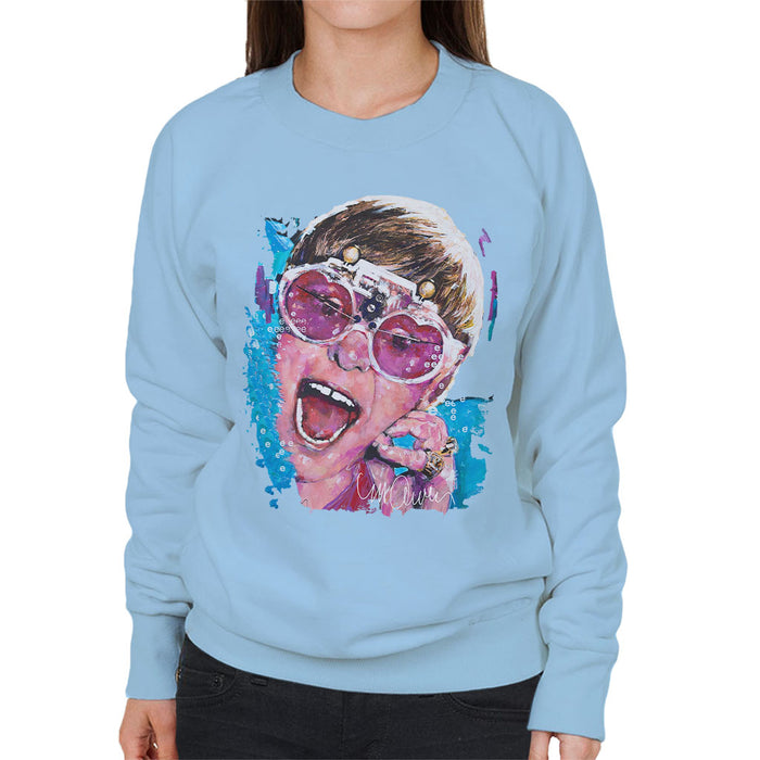 Sidney Maurer Original Portrait Of Elton John Pink Glasses Women's Sweatshirt
